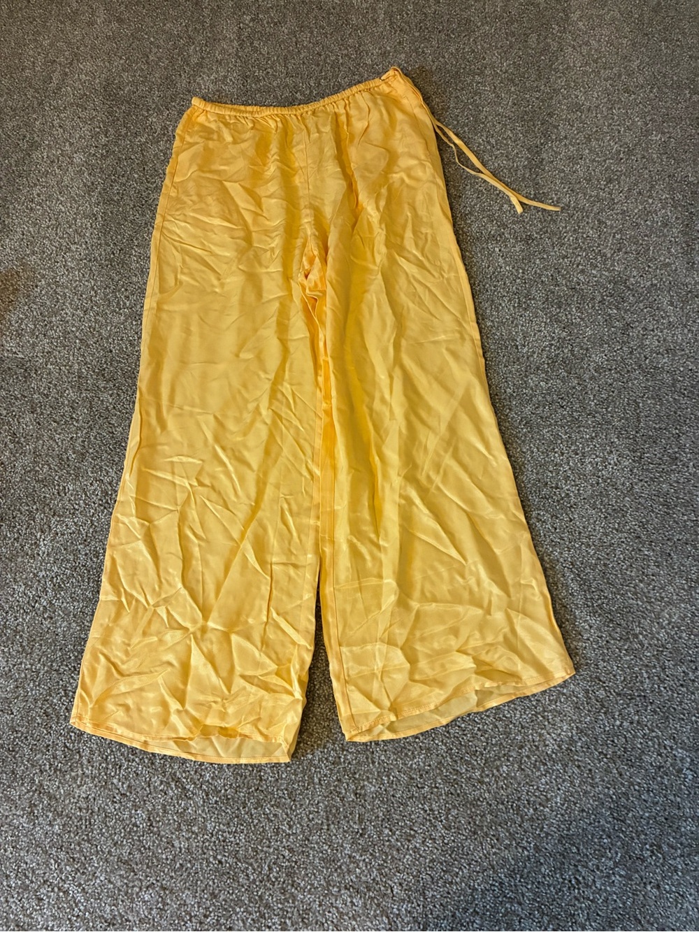 Maeve Yellow Wide-Leg Drawstring Pants for Women